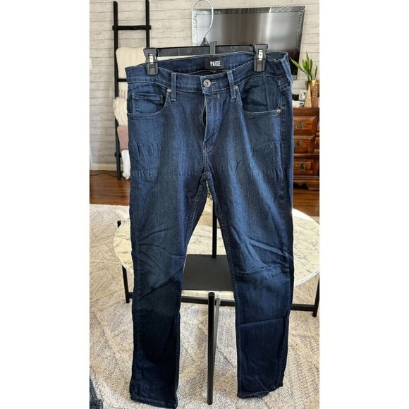 Paige Dark Wash Blue Federal Cellar Straight Leg Denim Jeans Mens Size 32